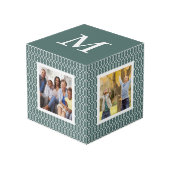 Cube Photo Trellis d'épinette | Famille Monogramme (Angle devant)