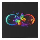 Cube Photo Vibrant infinity with rainbow butterfly on black (Devant)