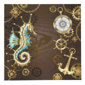 Cube Photo Wooden Background with Mechanical Seahorse (Devant)