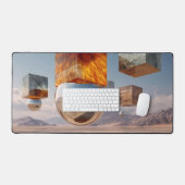 Cubes flottants surréalistes et sphère réfléchissa (Clavier et souris)