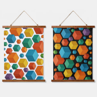 Cubes galore Wood Topped Wall Tapestry Hangend Wandkleed