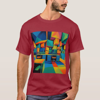 Cubescape Office – Abstract Surreal Kunst T-shirt