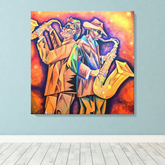 Cubism Musicians Portrait Canvas Afdruk (Insitu (Houten vloer))
