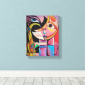 Cubism Surrealism Musician Portrait Canvas Afdruk (Insitu (Houten vloer))