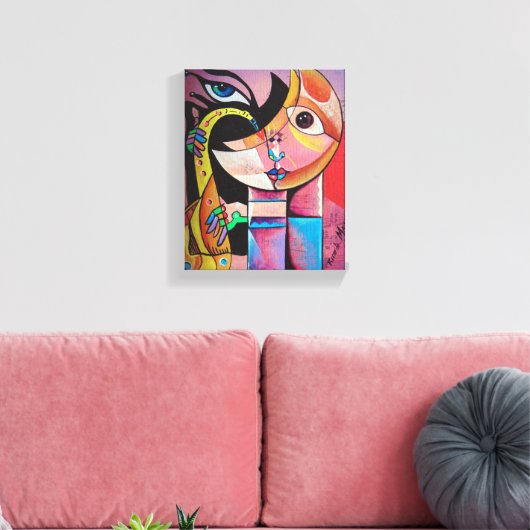Cubism Surrealism  Musician Portrait Canvas Afdruk (Insitu (Woonkamer))