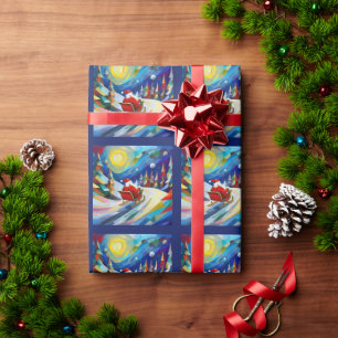Cubisme Kerstman Kerstvakantie Cadeaupapier