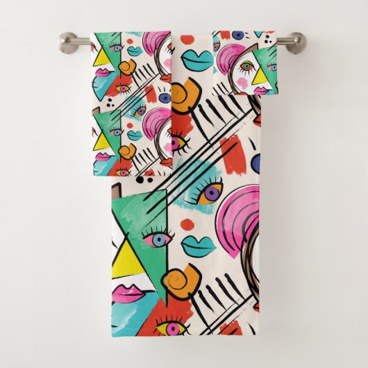 Cubisme moderne Artsy Abstrait Femme Visages Art (En situation)