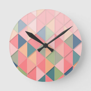 CUBISME pastel tinten GEOMETRISCH - MONOGRAM TOEVO Ronde Klok