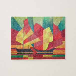 Cubist Abstract van Spuntsokken en Ocean Skies Legpuzzel