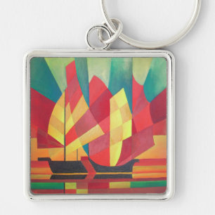 Cubist Abstract van Spuntsokken en Ocean Skies Sleutelhanger