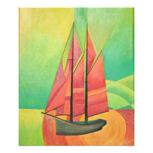 Cubist Abstract zeilbot Geometrische kunst Foto Afdruk