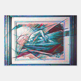 Cubist Art Deco Belly Dancer Inpakpapier Vel