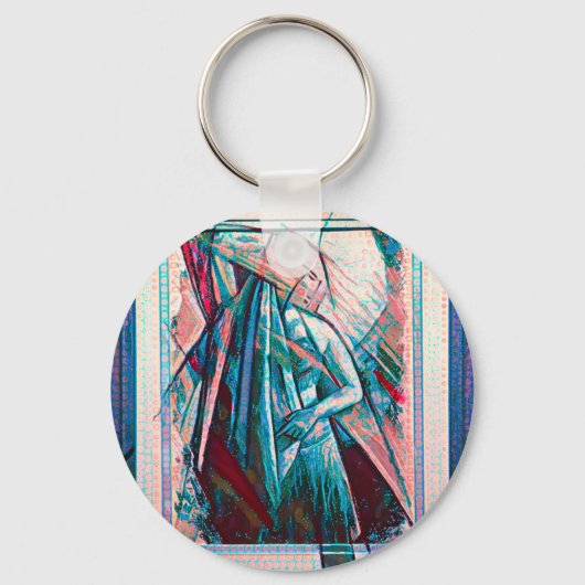 Cubist Art Deco Belly Dancer Sleutelhanger (Voorkant)