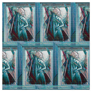 Cubist Art Deco Belly Dancer Stof