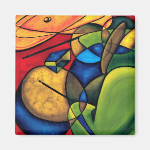 Cubist Drummer Refkoelkast Magnet Magneet