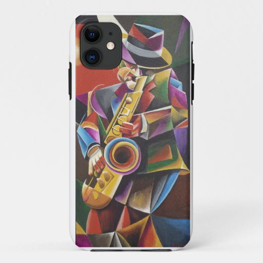 Cubist Jazz Sax Fine Art iPhone Case (Achterkant)