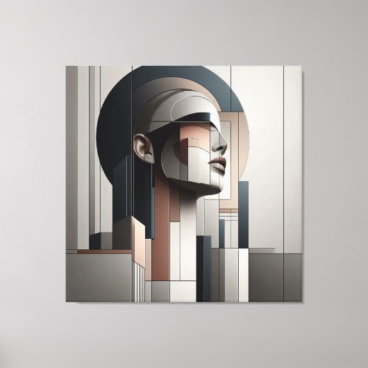 Cubist Profile Abstraction Canvas Afdruk (Voorkant)