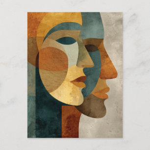 Cubistische Abstracte Gezichten Muur Kunstprint Briefkaart