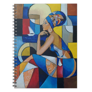 Cubistische Afrikaanse Vrouw Spiraal Notebook Kr Notitieboek