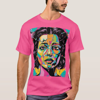 CubistZick Pop Art Femme Face T-Shirt