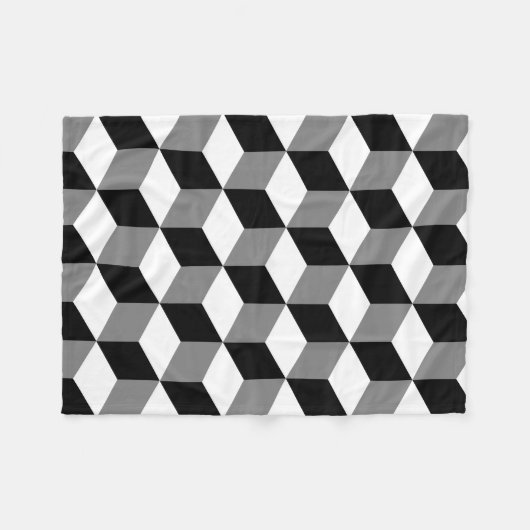 Cubusgrote zwarte vlek, wit en grijs fleece deken (Voorkant (Horizontaal))