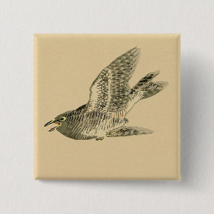 Cuckoo (Japanse kunst) (van Kono Bairei) Vierkante Button 5,1 Cm