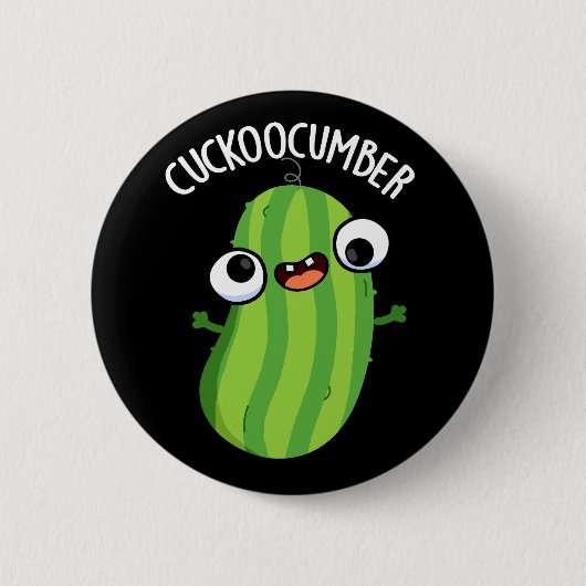 Cuckoocumber Funny Veggie Cucumber Pun Dark BG Ronde Button 5,7 Cm (Voorkant)