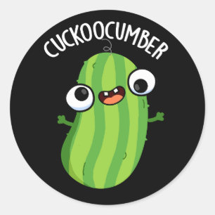 Cuckoocumber Funny Veggie Cucumber Pun Dark BG Ronde Sticker