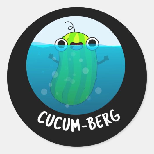 Cucum-berg Funny Cucumber Pun Dark BG Ronde Sticker (Voorkant)