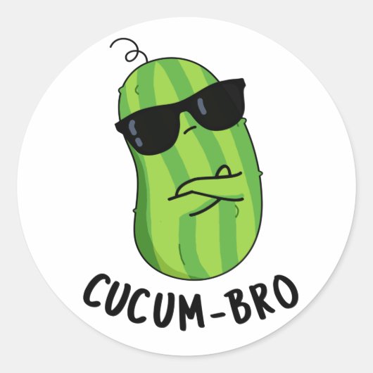Cucum-bro Funny Veggie Cucumber Pun Ronde Sticker (Voorkant)