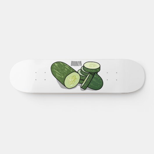 Cucumber cartoon illustratie skateboard (Horizontaal)