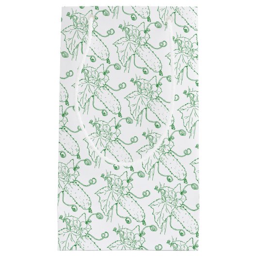 Cucumber line art groen en wit klein cadeauzakje (Voorkant)