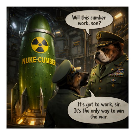 Cucumber the ultimate weapon, funny satire poster (Devant)