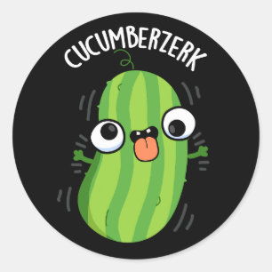 Cucumberzerk Funny Berzerk Cucumber Pun Dark BG Ronde Sticker