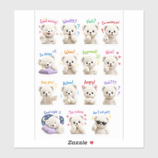 Cuddle Cub – Pack de stickers humeur de nounours m (Feuille)