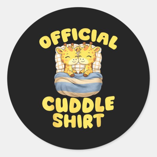 Cuddle Cute Giraffes Couple Valentine's Day Ronde Sticker (Voorkant)