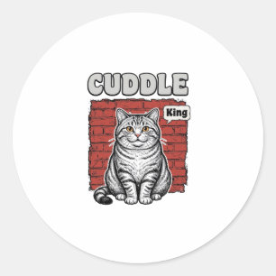 Cuddle King Vintage Katten Shirt Ontwerp_1 Ronde Sticker