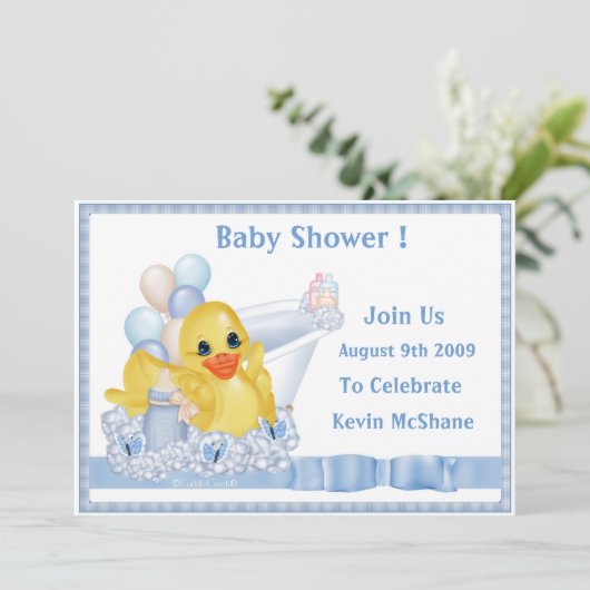CuddleCreek® BathtubDuckyUitnodiging Kaart (Staand voorkant)