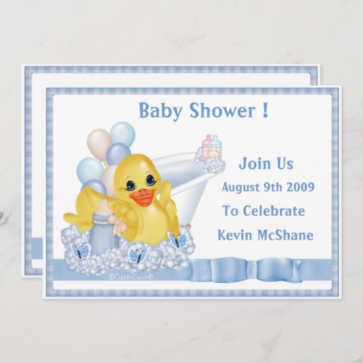 CuddleCreek® BathtubDuckyUitnodiging Kaart (Voorkant / Achterkant)