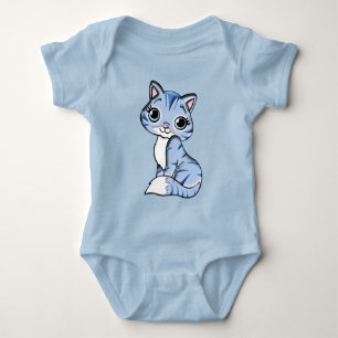 Cuddles blauwe katje baby body romper