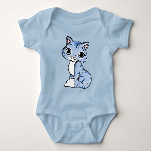Cuddles blauwe kitty baby body romper (Voorkant)