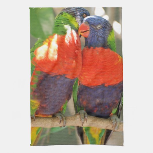Cuddling Lorikeets Kitchen Towel Theedoek (Verticaal)