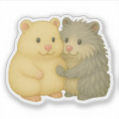 Cuddly Hamster Pair Sticker – Cream & Gray Friends (Devant)