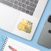 Cuddly Hamster Pair Sticker – Cream & Gray Friends (Ordinateur portable avec iPhone)