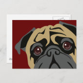 Cudly Pug Briefkaart (Voorkant / Achterkant)