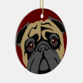 Cudly Pug Keramisch Ornament (Rechts)