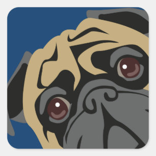 Cudly Pug Vierkante Sticker