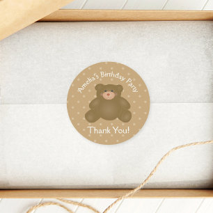 Cudly Teddy Bear First Birthday Party Dank u Ronde Sticker