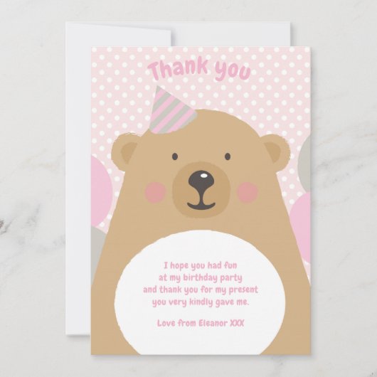 Cudly Teddy Bear Merci Carte Note (Devant)