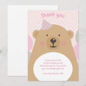Cudly Teddy Bear Merci Carte Note (Devant / Derrière)